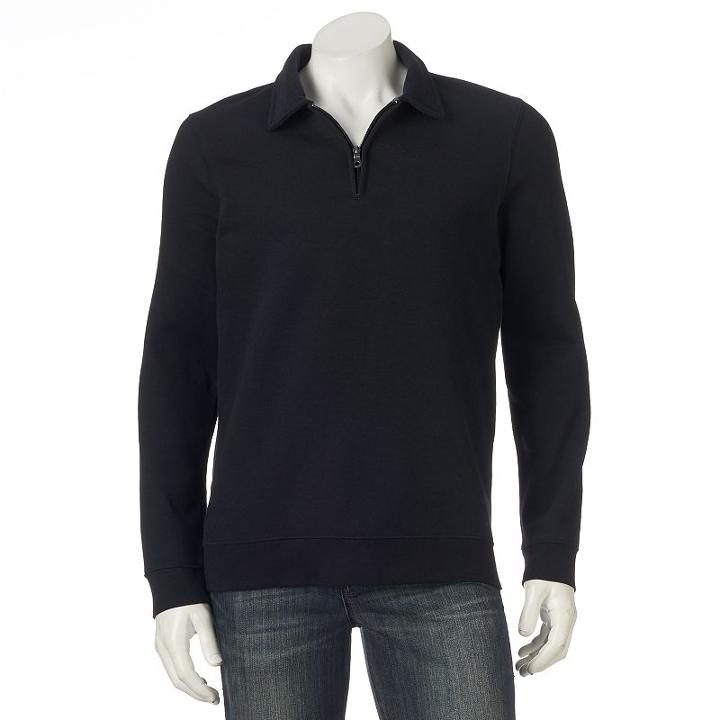Big & Tall Croft & Barrow&reg; Fleece Quarter-zip Polo, Men's, Size: 3xl Tall, Black