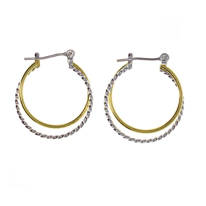 Apt. 9&reg; Two Tone Plain/twist Hoop Earrings, Women's, Multicolor