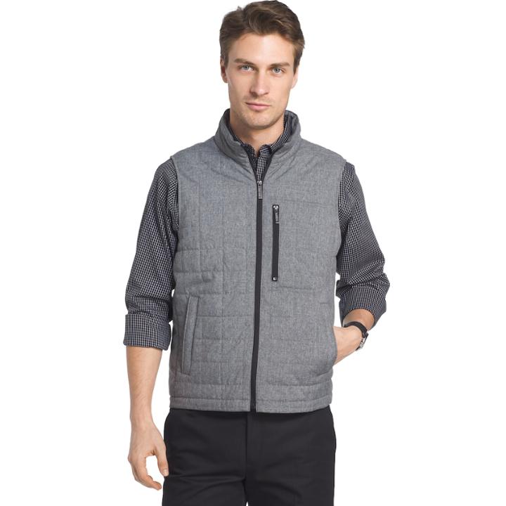 Men's Van Heusen Traveler Quilted Vest, Size: Large, Grey Other