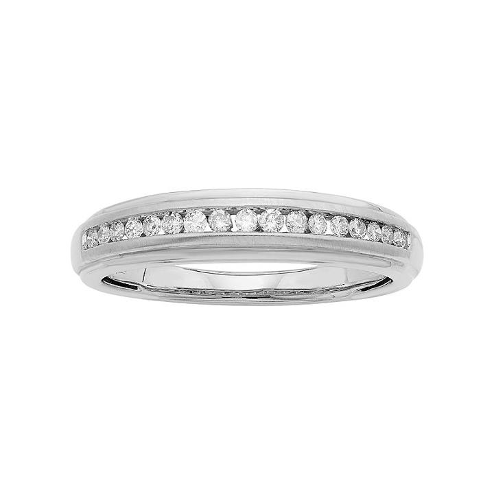 Men's 14k Gold Igl Certified 1/4 Carat T.w. Diamond Wedding Band, Size: 12, White