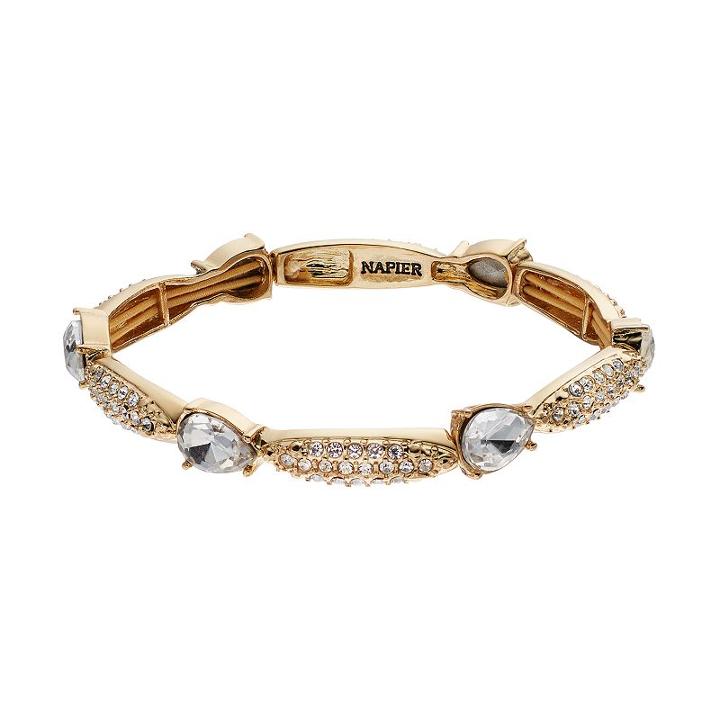 Napier Simulated Crystal Teardrop Station Stretch Bracelet, Women's, Gold