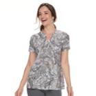 Women's Croft & Barrow&reg; Jacquard Pintuck Henley Top, Size: Xs, Grey