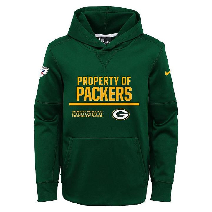 Boys 8-20 Nike Green Bay Packers Circuit Therma-fit Hoodie, Boy's, Size: M(10-12), Dark Green