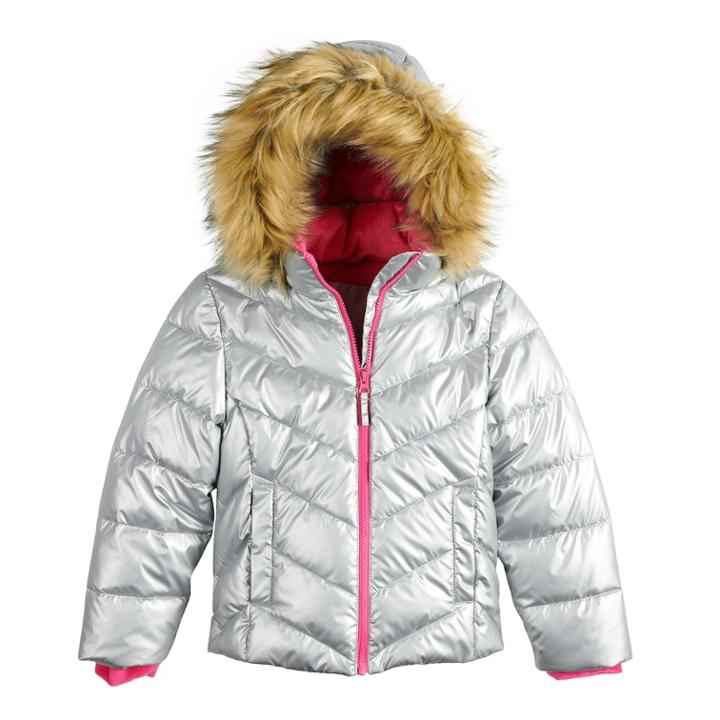 Girls 4-16 So&reg; Faux Fur Heavyweight Puffer Jacket, Size: 4-5, Orange