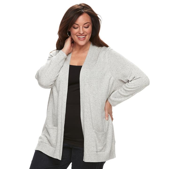 Plus Size Croft & Barrow&reg; Essential Open Front Cardigan, Women's, Size: 4xl, Light Grey