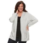 Plus Size Croft & Barrow&reg; Essential Open Front Cardigan, Women's, Size: 4xl, Light Grey