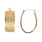 Marie Claire Jewelry Gold Tone Clover U-hoop Earrings, Women's, Yellow