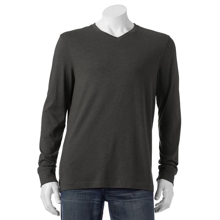 Men's Croft & Barrow&reg; Classic-fit Easy-care V-neck Tee, Size: Xl, Dark Grey