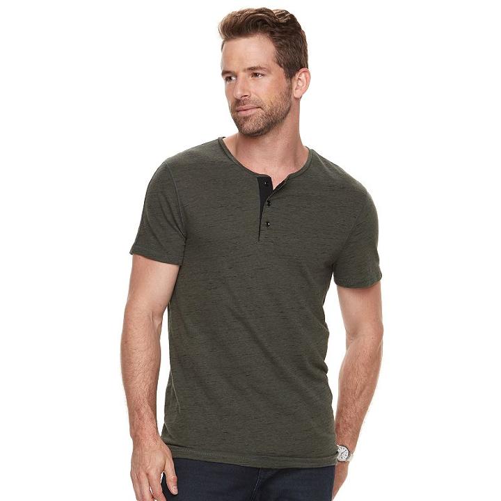 Men's Marc Anthony Slim-fit Slubbed Henley, Size: Xxl, Green