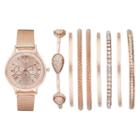 Women's Crystal Mesh Watch & Bangle Bracelet Set, Size: Medium, Pink