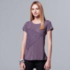 Women's Simply Vera Vera Wang Spliced Jacquard Tee, Size: Large, Med Purple