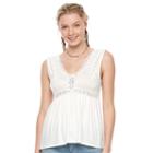 Juniors' Mudd&reg; Crochet-trim Empire Tank, Girl's, Size: Large, White Oth