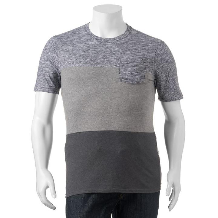Big & Tall Urban Pipeline&reg; Colorblock Tee, Men's, Size: Xl Tall, Grey