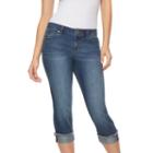 Petite Jennifer Lopez Frayed Cuffed Capri Jeans, Women's, Size: 4 Petite, Dark Blue