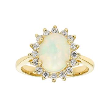 The Regal Collection 14k Gold Opal & 1/2 Carat T.w. Diamond Halo Ring, Women's, Size: 6, White