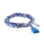 Healing Stone Sodalite Bead & Courage Charm Wrap Bracelet, Women's, Blue