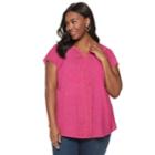 Plus Size Croft & Barrow&reg; Print Pleated Top, Women's, Size: 3xl, Med Pink