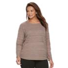 Plus Size Croft & Barrow&reg; Striped Textured Sweater, Women's, Size: 2xl, Beige Over