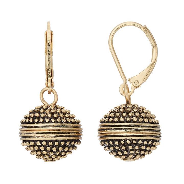 Dana Buchman Antiqued Ball Nickel Free Drop Earrings, Women's, Gold