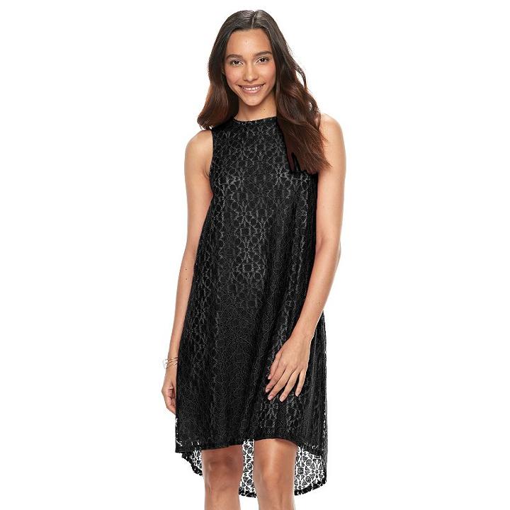 Women's Apt. 9&reg; Lace High-low Shift Dress, Size: 2, Black