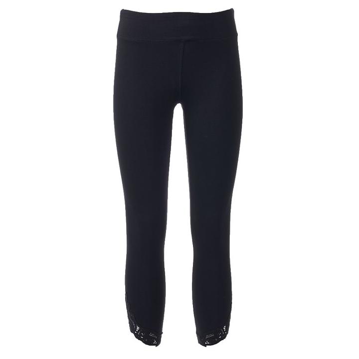 Women's French Laundry Lace Hem Capri Leggings, Size: Medium, Oxford