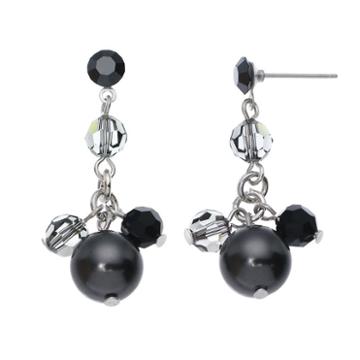 Crystal Avenue Silver-plated Crystal And Simulated Pearl Drop Earrings - Made With Swarovski Crystals, Women's, Black