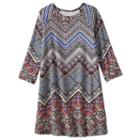 Girls Plus Size Mudd&reg; 3/4-length Sleeve Patterned Swing Dress, Girl's, Size: 12 1/2, White Oth