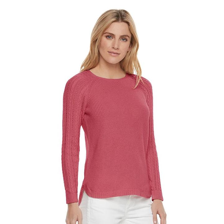 Women's Sonoma Goods For Life&trade; Pointelle Crewneck Sweater, Size: Small, Med Red