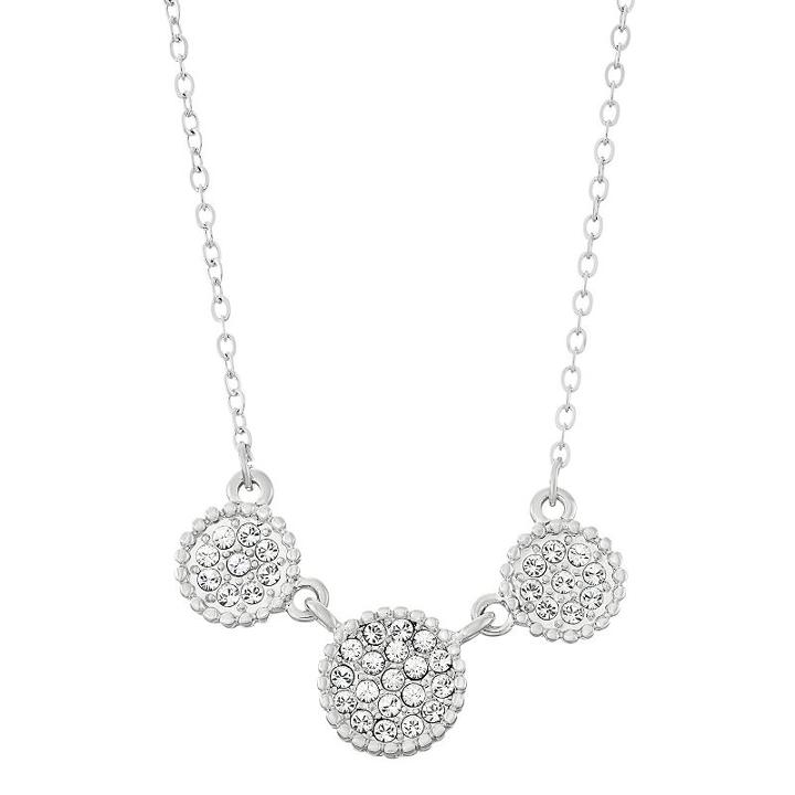 Brilliance Triple Disc Necklace With Swarovski Crystals, Women's, White