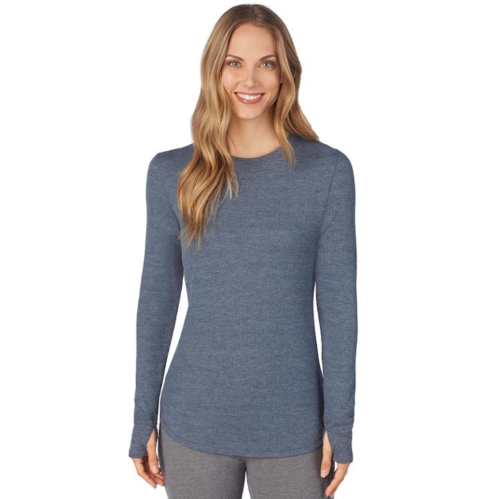Women's Cuddl Duds Strecth Thermal Crewneck Top, Size: Xl, Brown Over
