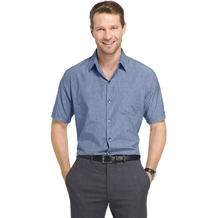 Big & Tall Van Heusen Air Wovens Classic-fit Poplin Performance Button-down Shirt, Men's, Size: 3xl Tall, Blue Other