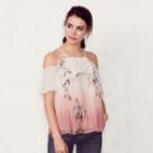 Women's Lc Lauren Conrad Pleated Cold-shoulder Top, Size: Medium, Light Pink
