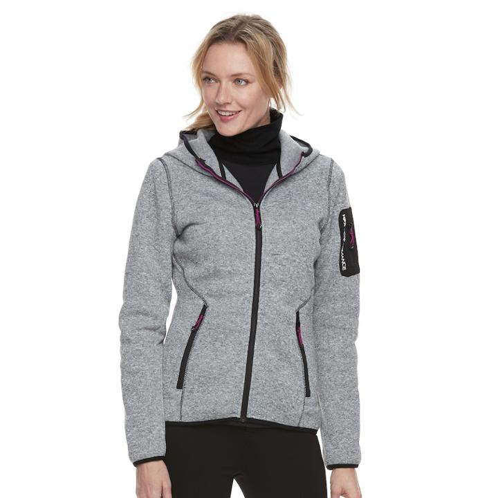 Women's Halitech Hooded Active Knit Jacket, Size: Xl, Light Grey