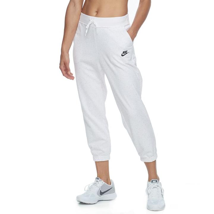 Women's Nike Speckled Fleece Capris, Size: Small, White