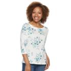 Petite Croft & Barrow&reg; Button-shoulder Boatneck Top, Women's, Size: S Petite, White