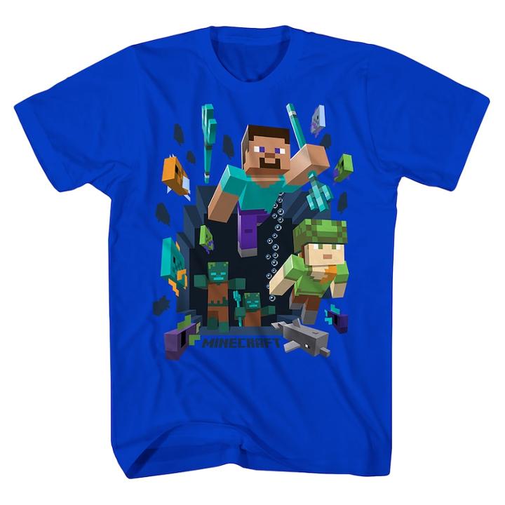 Boys 8-20 Minecraft Aquatic Adventure Tee, Size: Small, Brt Blue