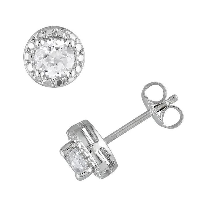 Sterling Silver Lab-created White Sapphire Stud Earrings, Women's
