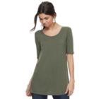 Juniors' So&reg; Solid Elbow Sleeve Tunic, Teens, Size: Large, Green