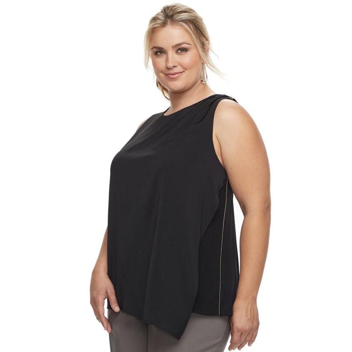 Plus Size Apt. 9&reg; Pleated Asymmetrical Tank, Women's, Size: 1xl, Black