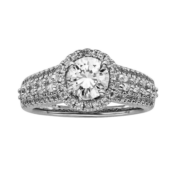 Round-cut Igl Certified Diamond Halo Engagement Ring In 14k White Gold (2 Ct. T.w.), Women's, Size: 8