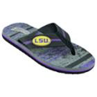 Men's Lsu Tigers Striped Flip Flop Sandals, Size: Medium, Black