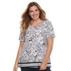 Plus Size Croft & Barrow&reg; Scoopneck Jacquard Top, Women's, Size: 3xl, Brown