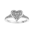 Love Always Diamond Heart Halo Engagement Ring In Sterling Silver (1/6 Ct. T.w.), Women's, Size: 6.50, White