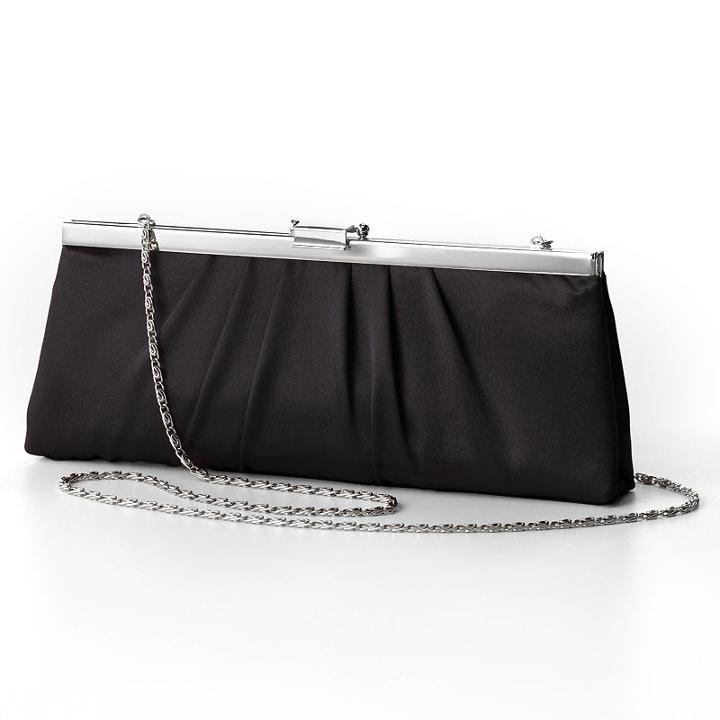 Gunne Sax By Jessica Mcclintock Pleated Satin Convertible Clutch, Women's, Black