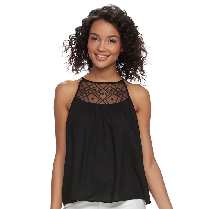Juniors' Mudd&reg; High Neck Tank, Teens, Size: Xxs, Black