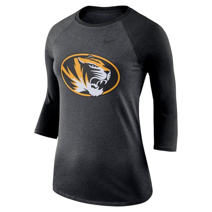 Women's Nike Missouri Tigers Baseball Tee, Size: Xl, Grey