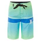 Boys 4-7 Hurley Line Up Striped Board Shorts, Size: 7, Green