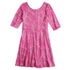 Girls 7-16 & Plus Size So&reg; Elbow Sleeve Graphic Print Skater Dress, Size: 16 1/2, Light Pink