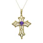 10k Gold Amethyst Filigree Cross Pendant, Women's, Size: 18, Purple
