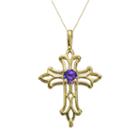 10k Gold Amethyst Filigree Cross Pendant, Women's, Size: 18, Purple